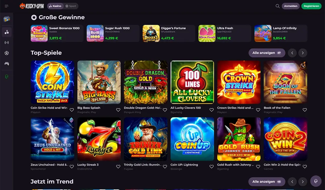 Rockyspin Casino Startseite